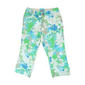 Vintage Old Navy Beach Camp 1994 Womens Floral‎ Croped Pants ~ Size 16
